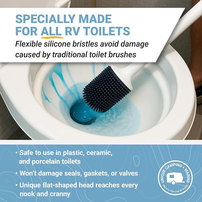 Unique Silicone RV Toilet Brush, Won't Damage Toilets or Seals, Wall-Mount - Image 3