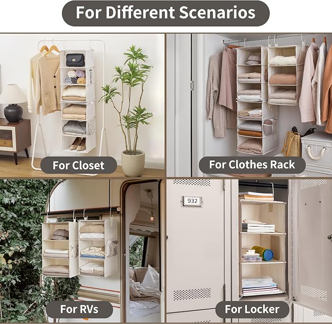 StorageWorks 6-Shelf Jumbo Closet Organizers, Two 3-Shelf Separable Hanging - Image 5