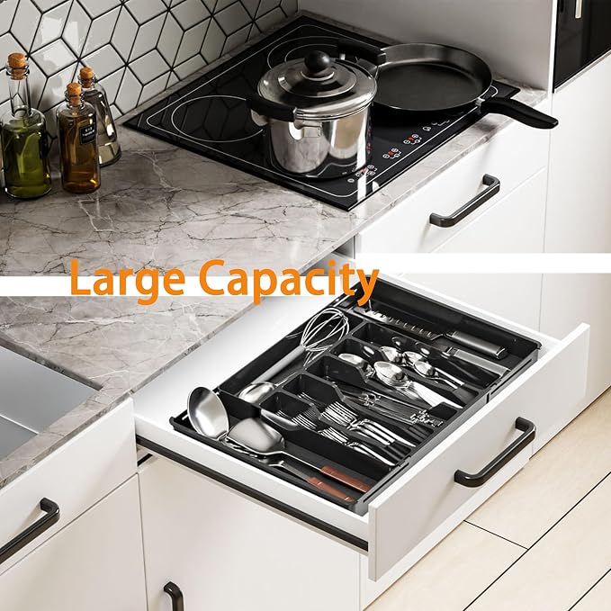 Silverware Drawer Organizer, Expandable Utensil Tray - Image 5