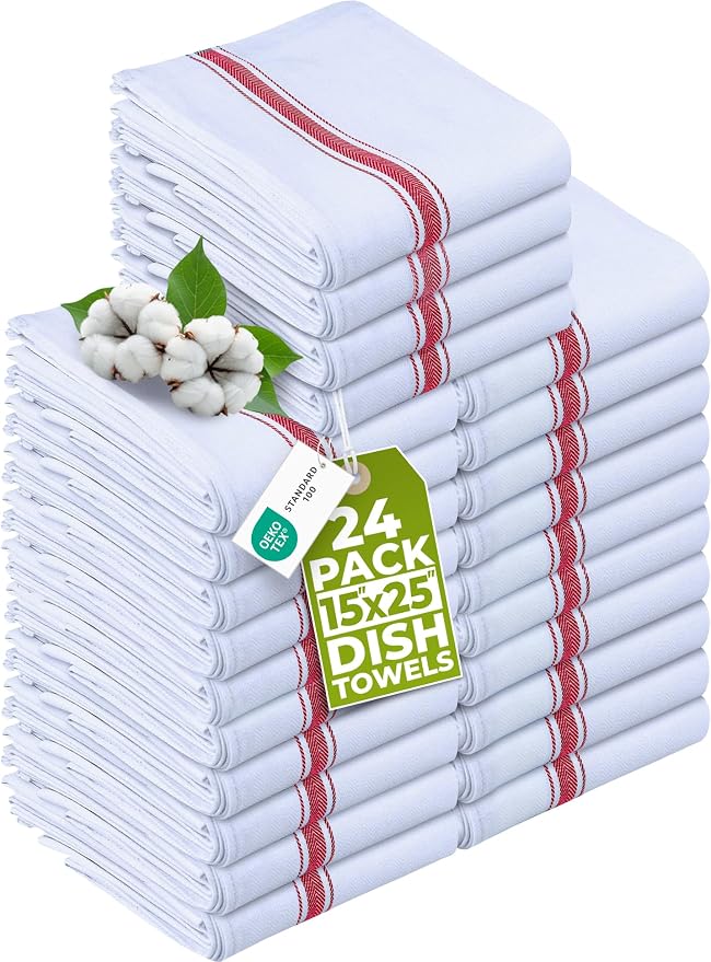 Utopia Towels Red Dish Towels 100% Ring Spun Cotton Highly Absorbent & Reusable by UTOPIATOWELS