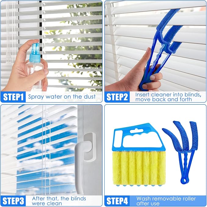 4 Pcs Window Venetian Blind Cleaner Duster Tool 7 Finger Blind Rush and Shutter - Image 5