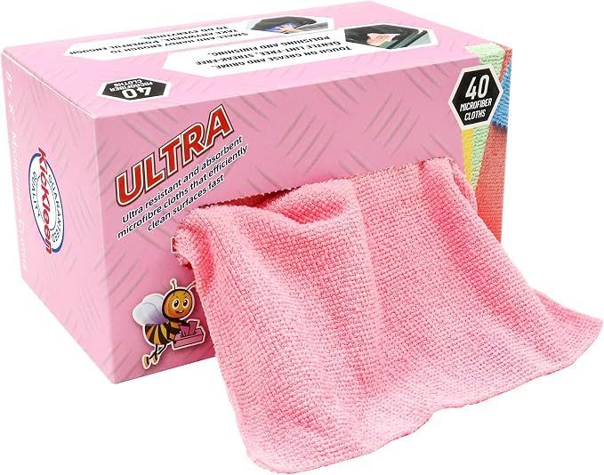 Microfiber Cleaning Cloth, Lint-Free Shop Towels Reusable, Bulk Rags in a Box by KICKLEEN