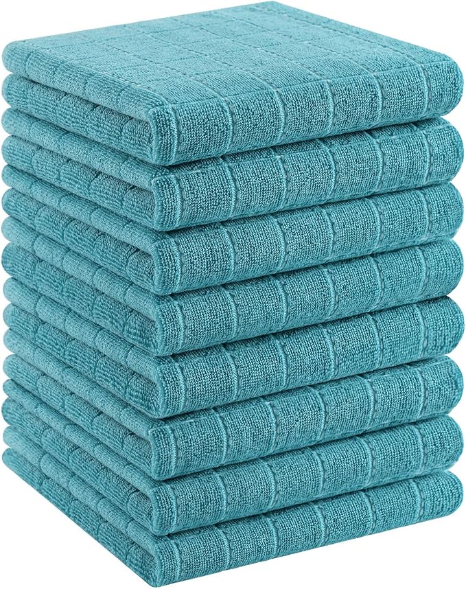 Homaxy 100% Cotton Terry Kitchen Towels, Checkered Designed, Soft and Super by Homaxy
