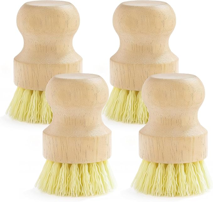 4-Pack Bamboo Dish Brush, Palm Brush Dish Scrubber by LoveBB