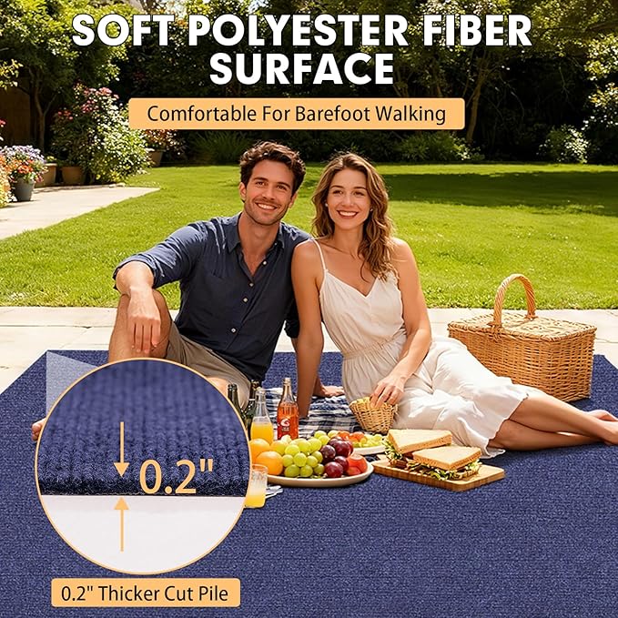Marine Carpet,6 FT x 23 FT Deep Blue Indoor Outdoor Carpet 0.2" Thick Boat Carpet with Water-Proof TPE Backing, Non-Slide Outdoor Marine Carpet Roll for Home, Patio, Porch, Deck