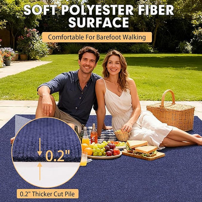 Marine Carpet,6 FT x 23 FT Deep Blue Indoor Outdoor Carpet 0.2" Thick Boat Carpet with Water-Proof TPE Backing, Non-Slide Outdoor Marine Carpet Roll for Home, Patio, Porch, Deck