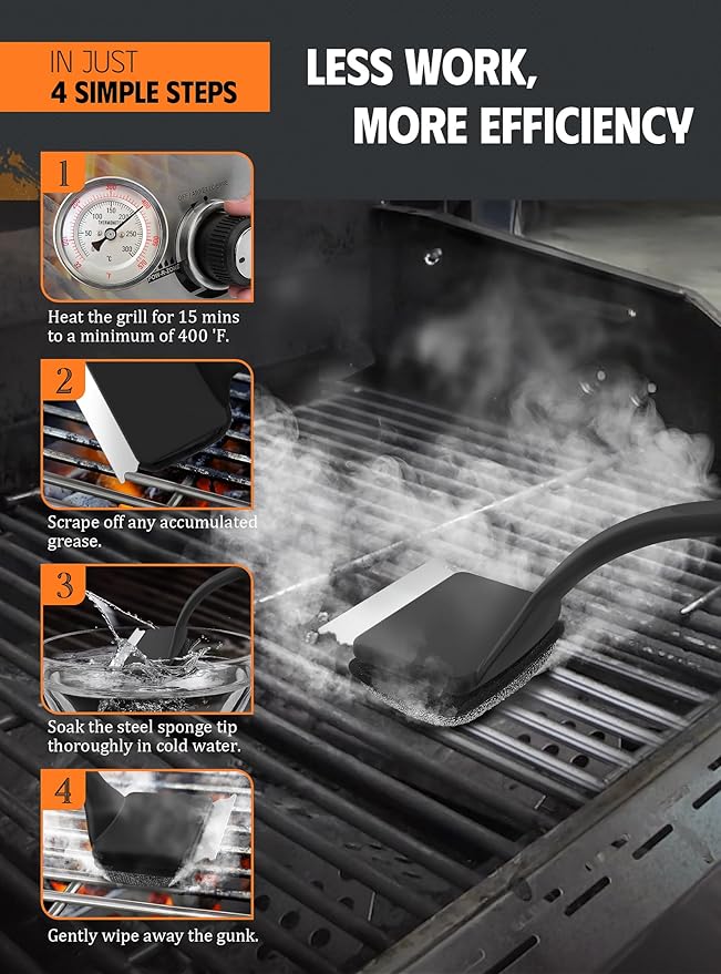 MEKER Grill Brush Bristle Free Replacement Pad, Ultra Safe Cleaning, Grill - Image 6