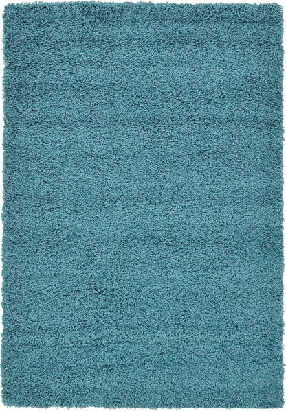 Unique Loom Solid Shag Collection Area Rug (4' 1" x 6' 1" Rectangle, Deep Aqua Blue)