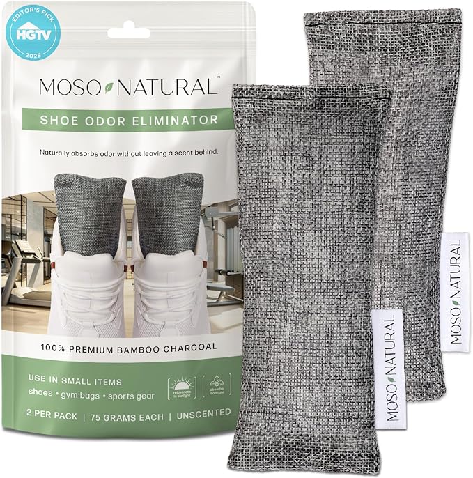 Moso Natural Shoe Deodorizer Inserts, Charcoal Odor Absorber by MosoNatural