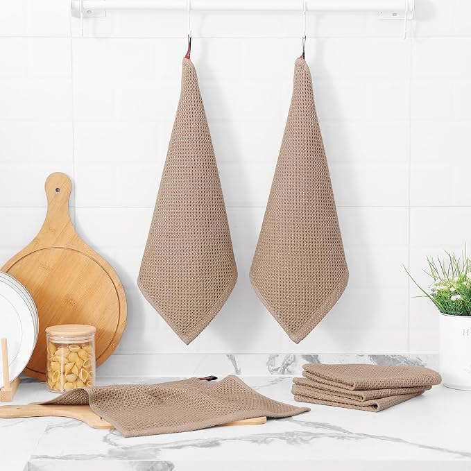 Kitinjoy 100% Cotton Kitchen Dish Cloths, 12 Pack Waffle Weave Ultra Soft - Image 6