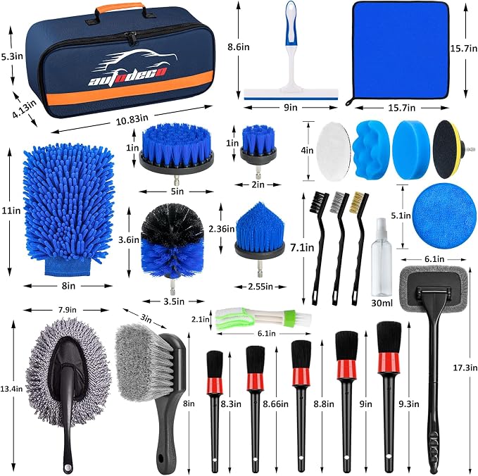 AUTODECO 27Pcs Car Detailing Brush Set, Car Detailing Kit, Auto Detailing Drill - Image 7