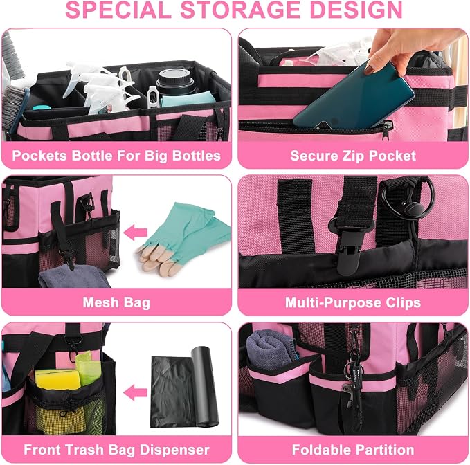Large Cleaning Caddy Bag with Built-in Support Board, Wearable Cleaning - Image 7