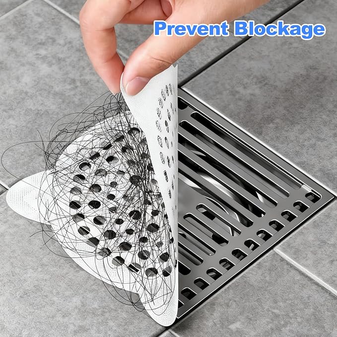 30 Pack Disposable Shower Drain Hair Catcher, Round 4-Ear Glass Fiber Stickers - Image 6