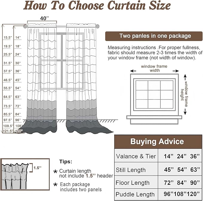 Chyhomenyc Extra Long White Sheer Curtains 120 Inches Long 2 Panels Set - Image 3