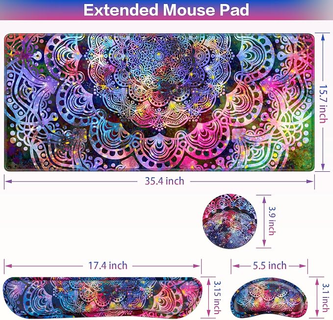 Mouse Pad with Wrist Rest, 4-in-1 Large Mousepad+Keyboard Wrist Rest+Mouse Pad - Image 6
