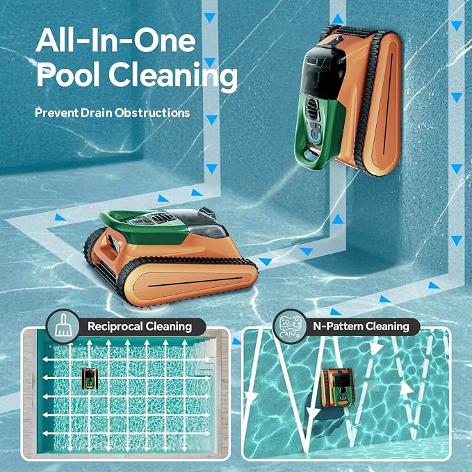 Cordless Robotic Pool Cleaner -Pool Vacuum 180W Brushless Motor, 000Pa Suction - Image 2