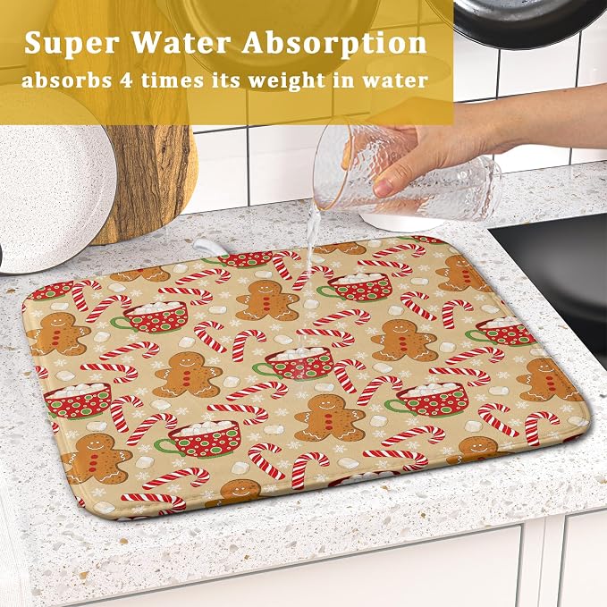 Christmas Gingerbread Man Dish Drying Mat - Image 7
