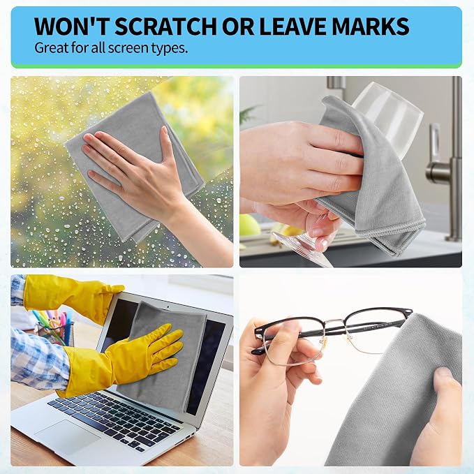 HOMERHYME Microfiber Cleaning Cloth, 12 Pack Window Glasses Cleaning Cloth - Image 8