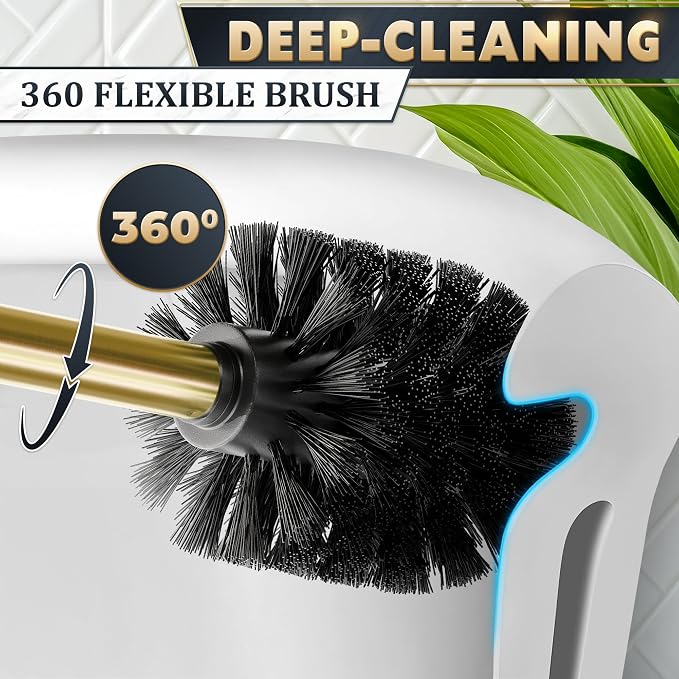 Gold Toilet Brush and Holder Set - Image 7