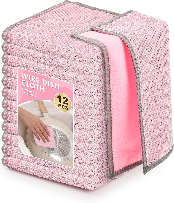 12Pack Upgrade Multipurpose Wire Dishwashing Rags, Dual-Side Non Scratch Wire by WYDZKJ