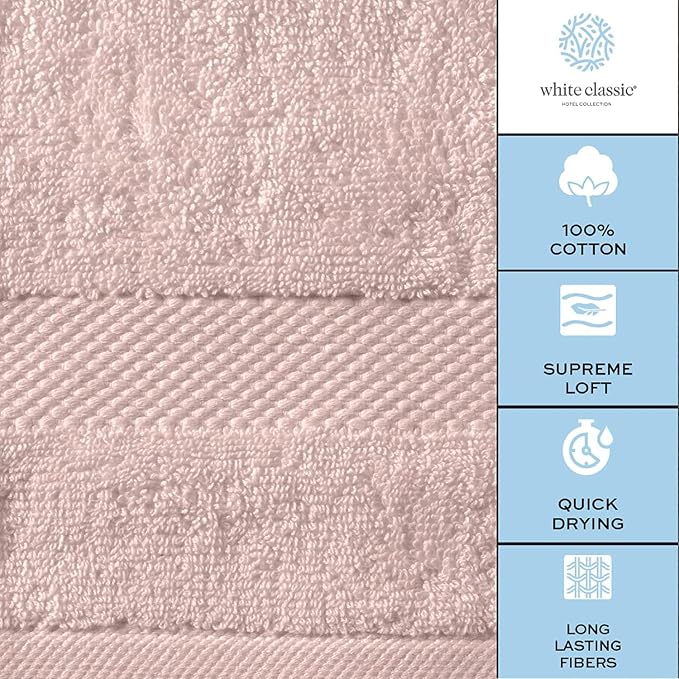 White Classic Luxury Cotton Washcloths 13x13 Inch - Image 7