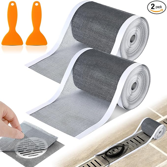 2 Pack 4 Inch x 33 ft Linear Shower Drain Hair Catcher Screen Disposable by Leriton