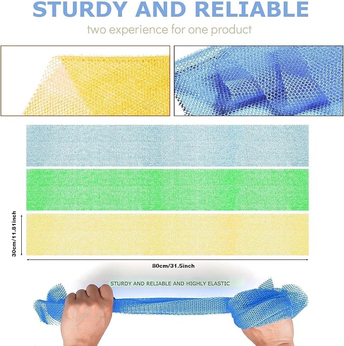 UJFQBH 3 Pieces African exfoliating net African Net Long Net Bath Sponge - Image 3