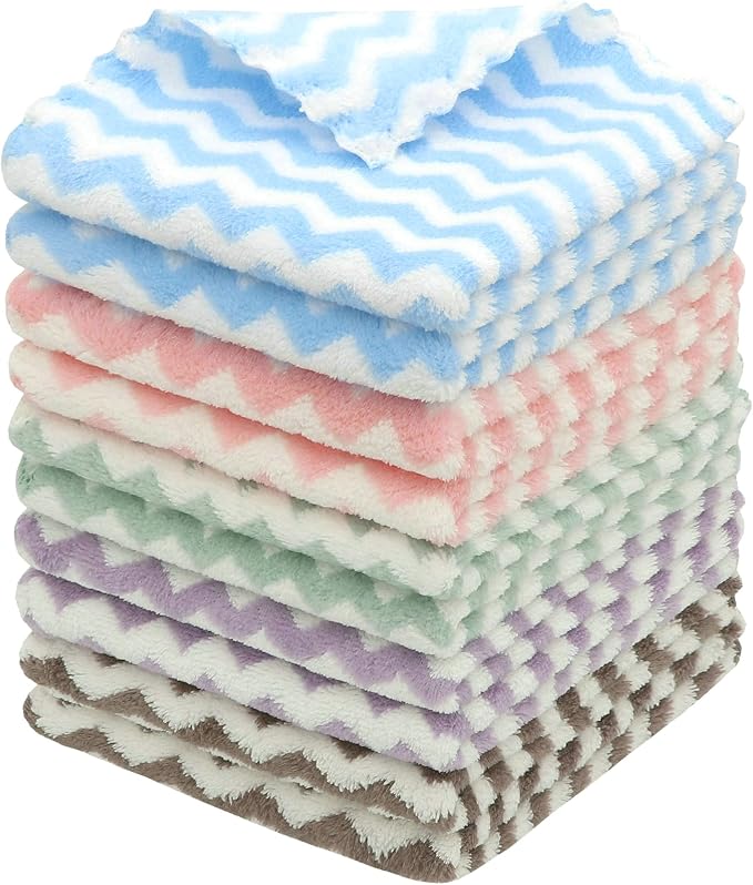 Microfiber Cleaning Cloth Lint Free Cleaning Rags, 10 Pack Fast Drying Dish Rags by HFGBLG
