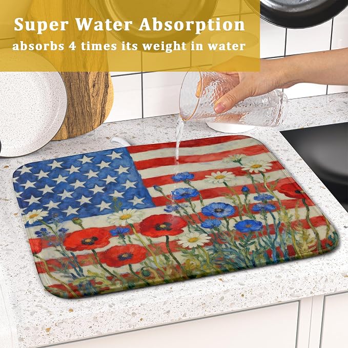 Patriotic American Flag Dish Drying Mat - Image 7