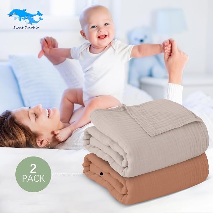 SWEET DOLPHIN Muslin Baby Bath Towels Blanket - Image 3