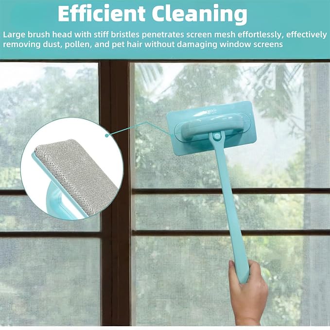 5 Pack Window Cleaning Brush Tool Kit, Dry and Wet Use Window Mesh Screen - Image 3