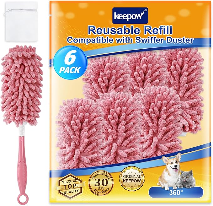 KEEPOW 6 Pack Pink Duster Refills Compatible by KEEPOW