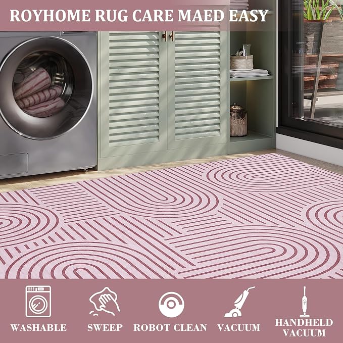 Modern Rug 2x6 Runners for Hallways, Abstract Kitchen Runner Rugs Non Slip Bath - Image 5