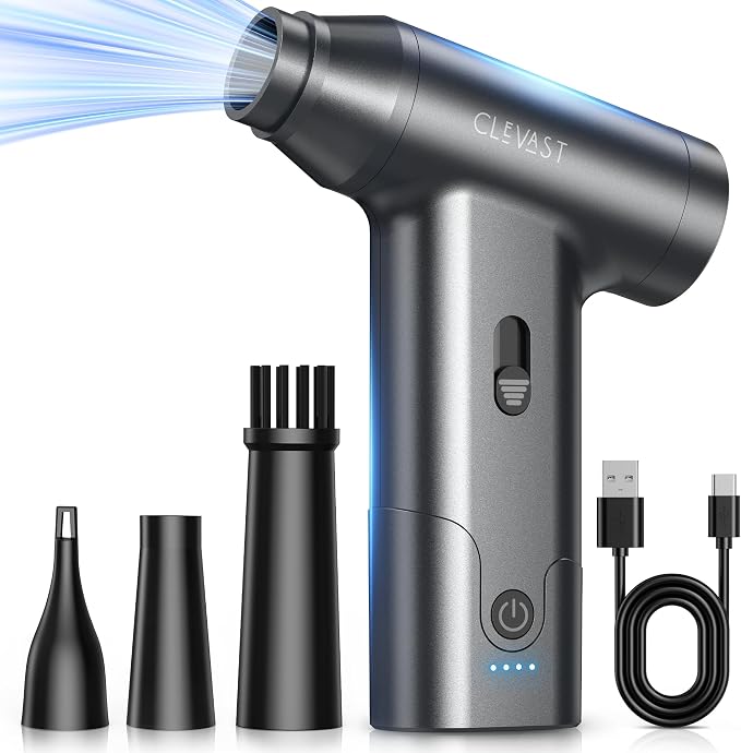CLEVAST Compressed Air Duster – Super Power Cordless Electric Mini Air Blower by CLEVAST