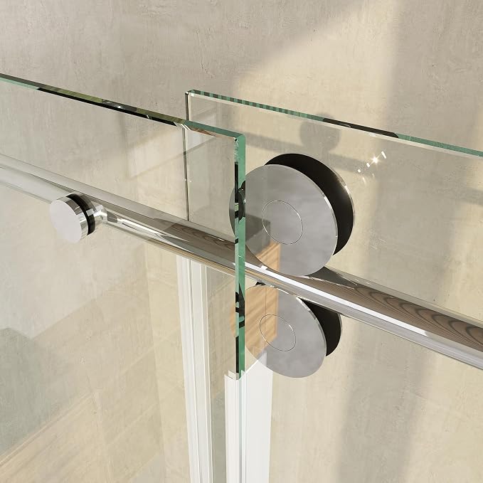 Frameless Single Shower Door, 3/8" Clear Tempered Glass, Waterproof Bathroom - Image 3