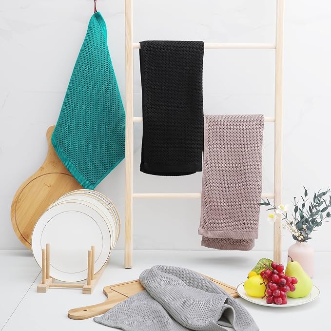 Homaxy 100% Cotton Waffle Weave Kitchen Towels, Quick Drying Cleaning Towels - Image 6