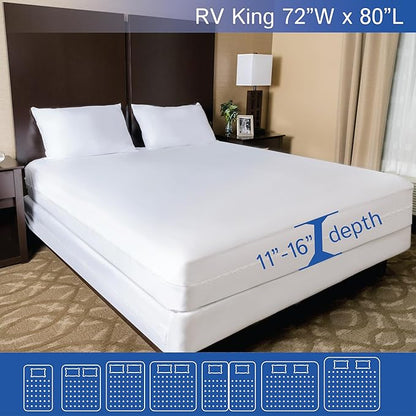 RV King Zippered Mattress Protector (72" Wx80 L) - Waterproof Encasement Premium Hypoallergenic Bed Cover Protects Against Bedbugs Dust Allergies - Breathable, Noiseles