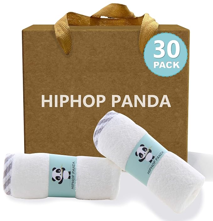 HIPHOP PANDA Baby Washcloths, Rayon Made from Bamboo by HIPHOPPANDA