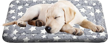 4 Pcs Washable Dog Bed Plush Orthopedic Outdoor Crate Mat with Non-Slip Bottom,Luxe Kennel Pad for Pets,Cozy Cage Cushion&Pet Sleeping Mattress Large Sized,Medium,Small Dogs,30 x 20 inch,Color Blend