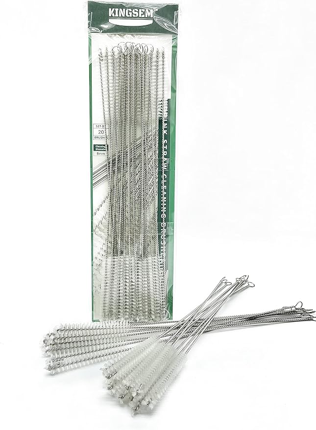 20PCS Straw Cleaner Brush kit, Straw Brush of 8mm-10.6 inch by KINGSEM