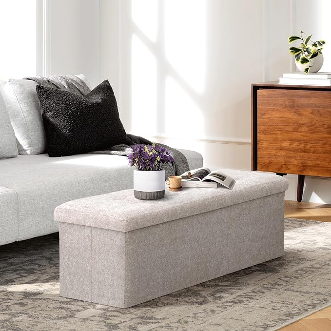 Athena Collection 43" Storage Ottoman Bench Folding Bench - Image 2