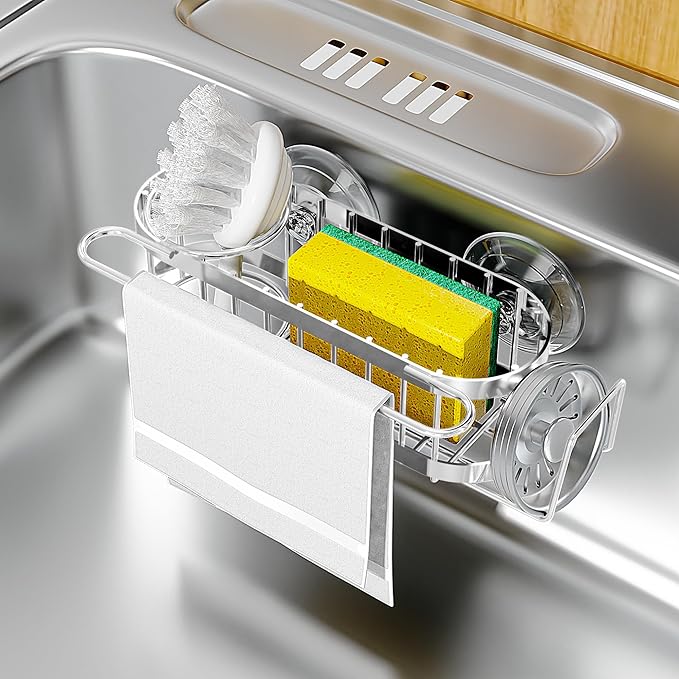 Cisily Kitchen Sink Caddy Sponge Holder in The Sink, Stainless Steel Kitchen by CISILYHOMELIFE