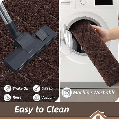 BEQHAUSE Dirt Trapper Door Mat 20" x 32", Doormat Non-Slip Entryway Rugs Washable, Dog Door Mat Stain Resistant and Absorbent Welcome Floor Mat for Front Back Door, Muddy Wet Shoes & Paws, Brown