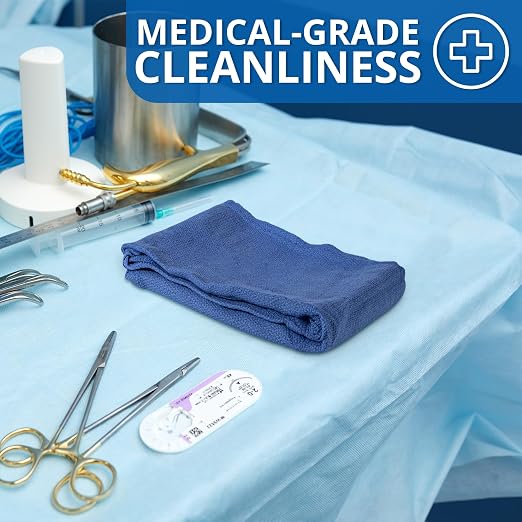 Surgical Towels for Cleaning Huck Towels 12 Pack 100% Cotton Size 15x25 Blue - Image 2