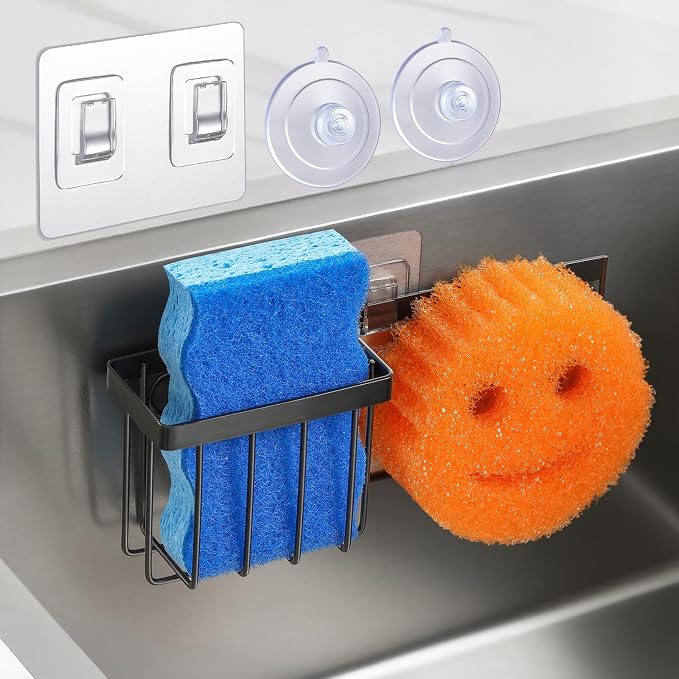 Sponge Holder for Kitchen Sink, Sponge Caddy for Scrub Daddy / Scrub Mommy by MakeLifeBetterEasier