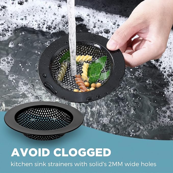 Mudder 3 Pcs Kitchen Sink Drain Strainer and Stopper Stainless Steel Garbage - Image 5