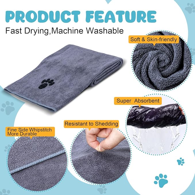 Microfiber Dog Towels for Drying Dogs, Super Absorbent and Soft Pet Grooming - Image 3