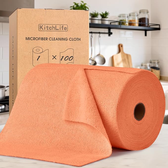 KitchLife Microfiber Cleaning Cloth Roll, 100 Pack by OverDoorHooksKitchenSupplies