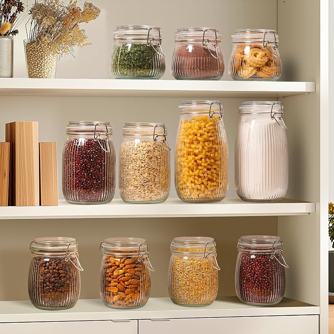 ComSaf Airtight Glass jar with lid 37oz Set of 3, Glass Storage Containers with - Image 6
