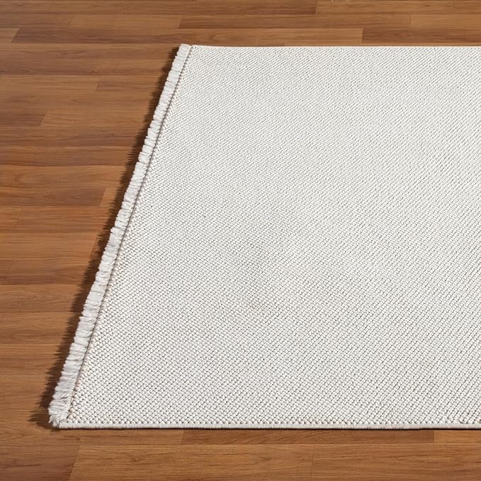 LUXE WEAVERS Solid Machine Woven Cream 2x3 Area Rug, Indoor Stain-Resistant Carpet
